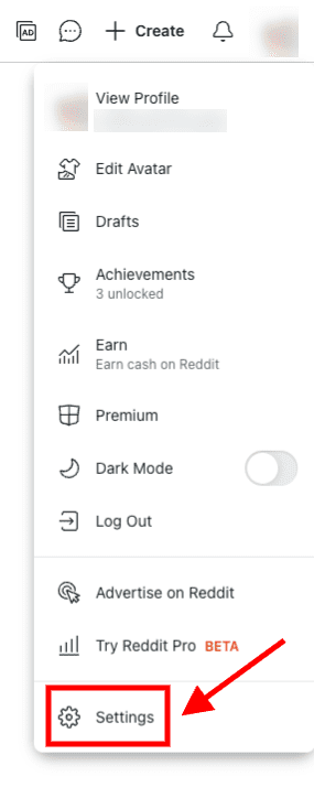 Navigating to Reddit settings.