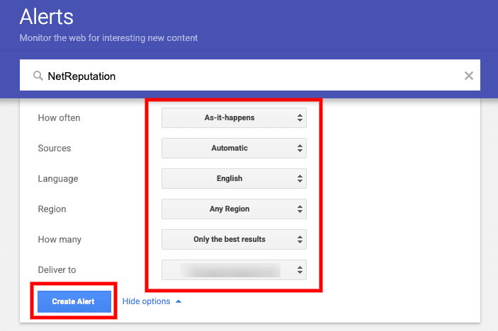 Tutorial step that shows how to set up Google Alerts for companies.