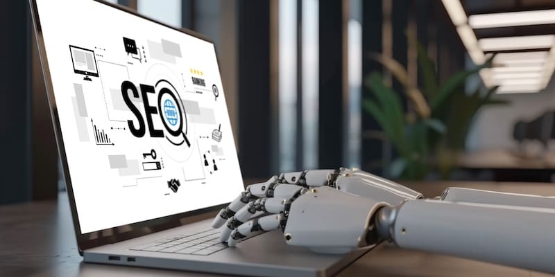 SEO search engine optimization for brisk e-commerce and online retail business showing on computer screen
