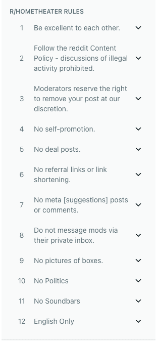 Community guidelines on a subreddit.