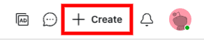 The create button for a new Reddit post.