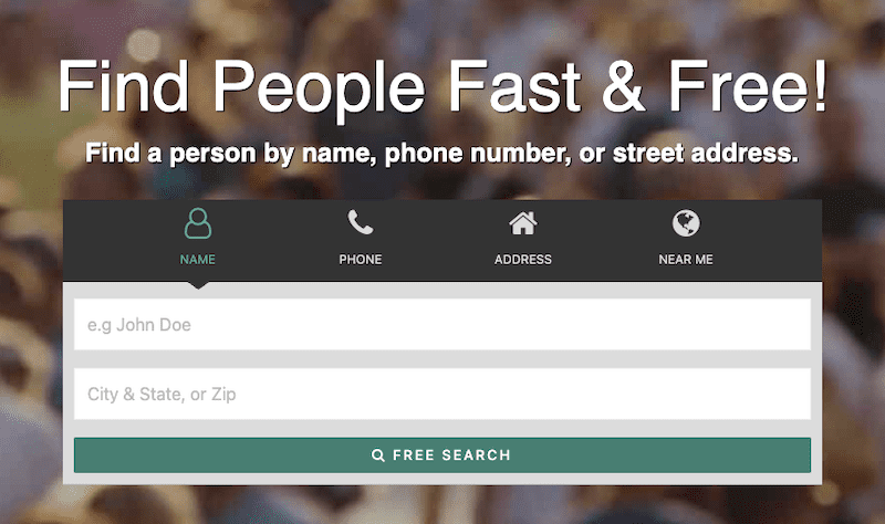 The home page for FastPeopleSearch.