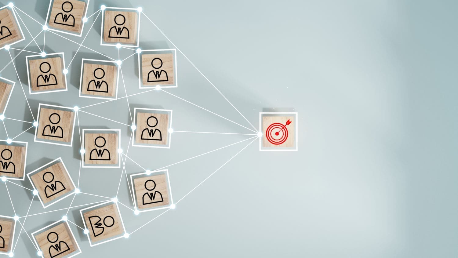 A network of people with a red target in the middle.