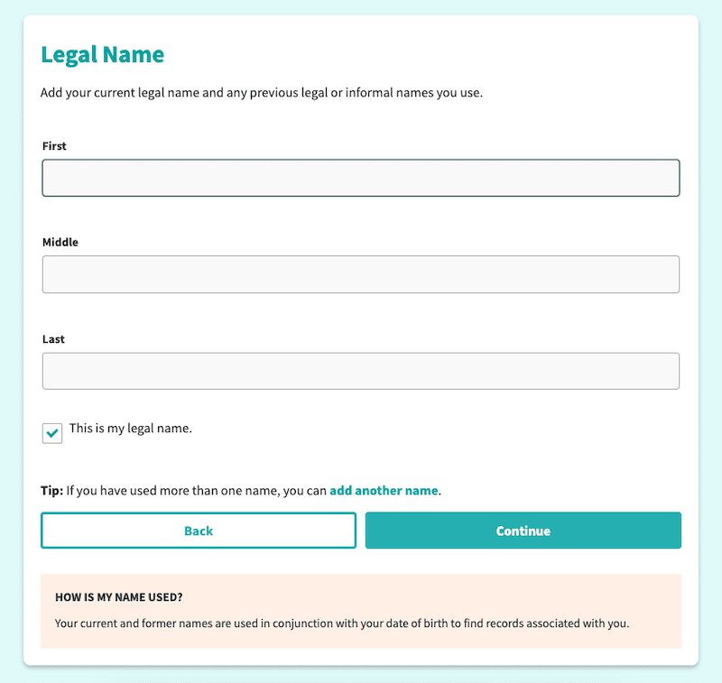 Intelius opt out request step.