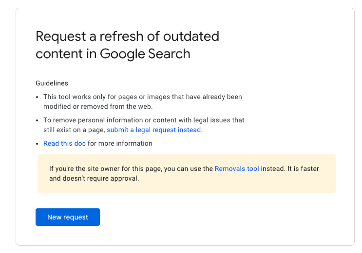 Request a refresh of outsourced content in google search and learn how to remove articles from the internet.