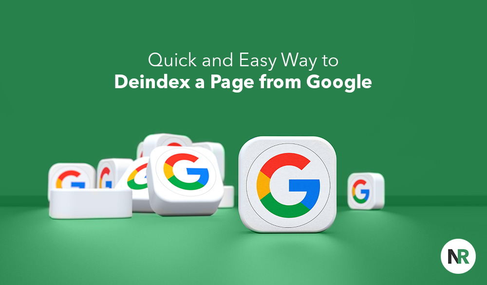 Guide on how to rapidly deindex a page from Google's search index, presented with Google logo icons.
