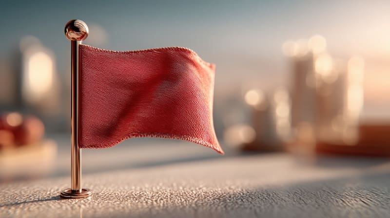 A red flag sits on a table indicating it's time to remove Google review content.