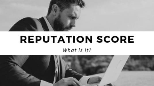 Man reading online about what online reputation score is