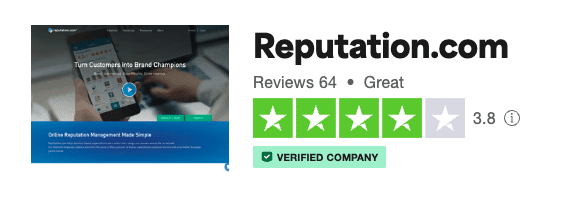 Trustpilot score for Reputation.com,