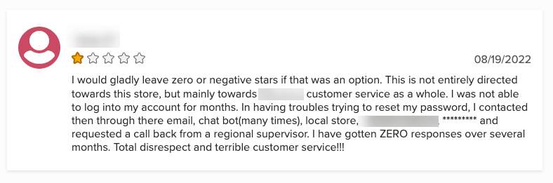 A bad review on BBB.