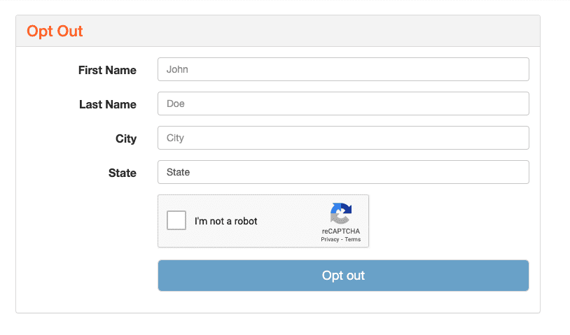 Form to remove your name from background checks on PublicRecordsNow.