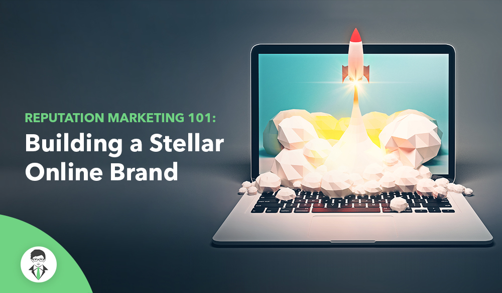 A laptop focused on reputation marketing, guiding users through the process of building a stellar online brand.