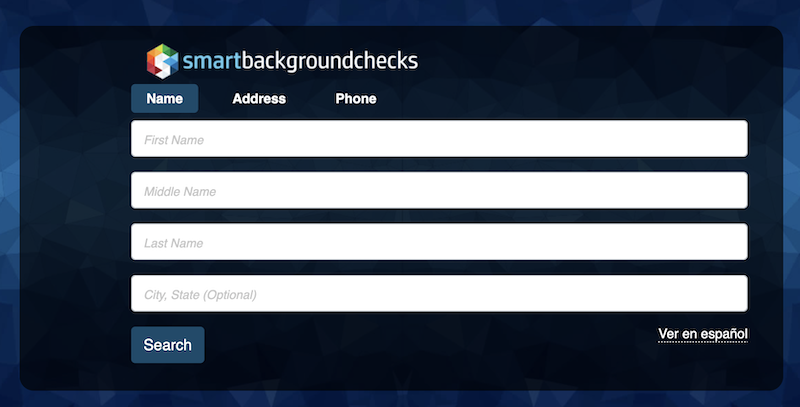 Form to search for information on Smart Background Checks.